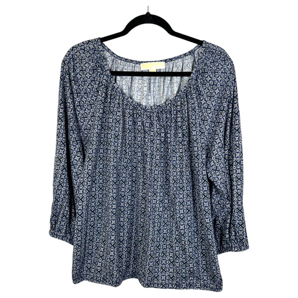 Michael Michael Kors Blue Pattern 3/4 Sleeve Blouse Women's Size XL